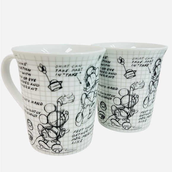 Tracey Porter Coffee Tea Mugs Disney Sketch Book Minnie Mouse Set of 2 - Picture 7 of 9